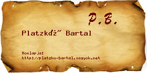 Platzkó Bartal névjegykártya